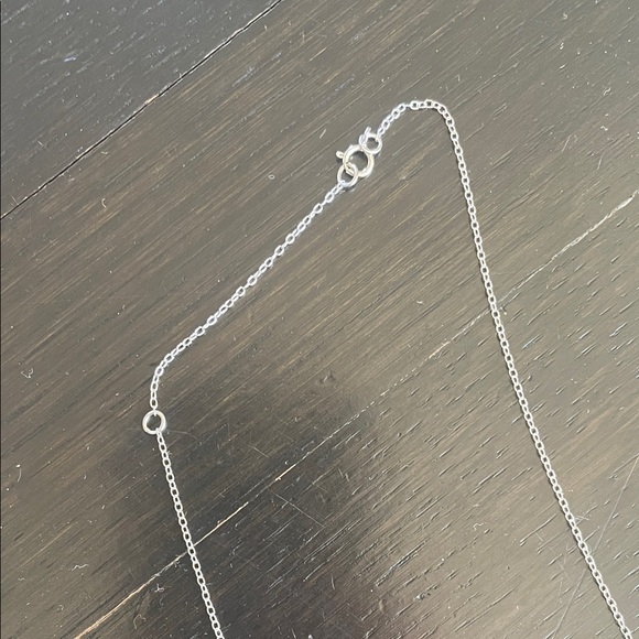 Sterling Silver Chain with Lab Aquamarine Blue Gemstone Pendant - Picture 4 of 4